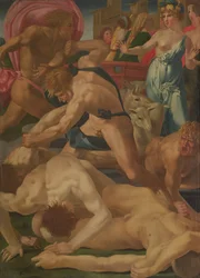 Moses verteidigt die Töchter Jethros, ca. 1523