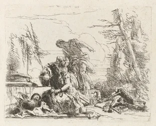 Eine Frau mit gefesselten Armen und vier weitere Figuren, aus Vari capricci (Verschiedene Capriccios)
