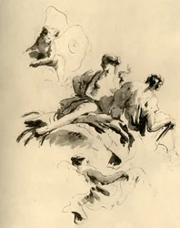 Amor und drei Frauen, Mitte des 18. Jahrhunderts, 1928