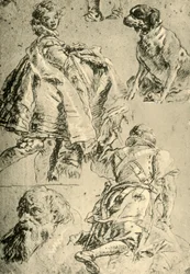 Detailstudien für die Fresken im Kaisersaal der Residenz in Würzburg, 1751-1752