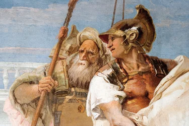 Detail von Aeneas, aus Aeneas präsentiert Amor, verkleidet als Ascanius, Dido, aus dem Raum der Aeneis in der Palazzina