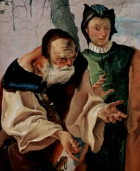 Fresken zu biblischen Szenen im Bischofspalast von Undine, Szene: Rahel verbirgt die Idole, (Detail)