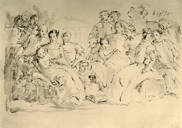 Skizze für ein Gruppenporträt, Mitte 18. Jahrhundert, 1928