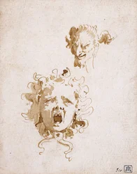 Der Kopf der Medusa und der Kopf eines Satyrs