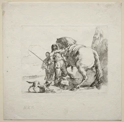 Verschiedene Kaprizen: Der Kavalier besteigt sein Pferd, 1785