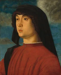 Porträt eines jungen Mannes in Rot, um 1480