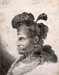 Kopf eines Orientalen im Profil nach links