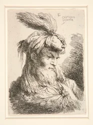 Figur nach rechts gewandt, aus der Serie Kleine Studien von Köpfen