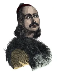 Markos Botsaris (Marco Botzaris) General und Held des griechischen Unabhängigkeitskrieges 1788-1823 - Gravur von Giovanni Boggi