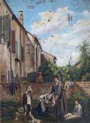 Italien, Ferrara, Der Hof des Vaterhauses