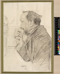 Porträt von Edgar Degas an einem Cafétisch