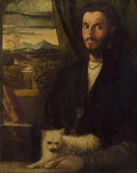 Porträt eines Mannes mit einem Hund