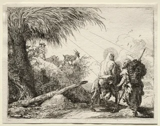Flucht nach Ägypten: Die Heilige Familie und der Palmbaum