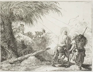 Joseph und Maria passieren einen Hirten und seine Herde, Platte elf aus Die Flucht nach Ägypten