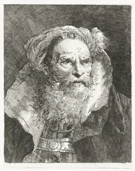 Mann mit Turban und hohem Kragen