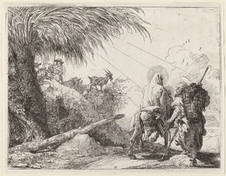 Die Flucht, Heilige Familie rechts, Joseph schaut nach links