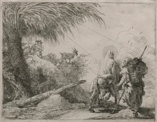 Die Heilige Familie auf einem felsigen Pfad, aus der Serie Idee pittoresche sulla fuga in Egitto