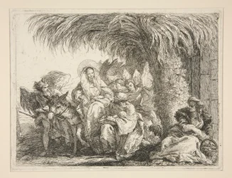 Die Heilige Familie unter einer Palme, aus der Serie Idee pittoresche sopra la fuga in Egitto (Flucht nach Ägypten)