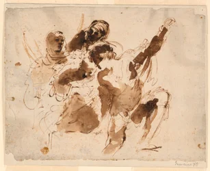 Studie von vier Figuren, für das Begräbnis des St. Petronilla Altarbildes in St. Peter