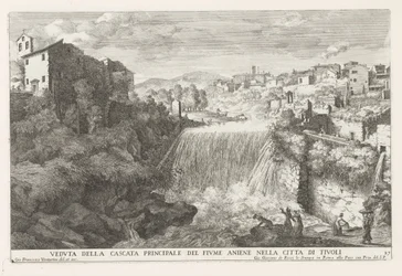 Wasserfall im Fluss Aniene bei Tivoli