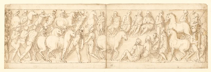 32 Kopien nach der Säule des Marcus Aurelius, Piazza Colonna in Rom
