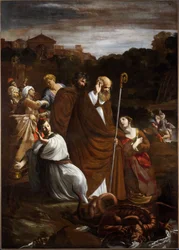 San Verano befreit Albenga vom Drachen, ca. 1615 (Öl auf Leinwand)