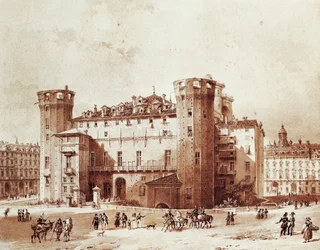 Vor dem Palazzo Madama in Turin, von Giovanni Migliara (1785-1837)