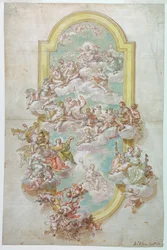 Zeichnung, Decke mit Jupiter, Juni, 1718–1730