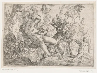 Ein Satyr von Putti und Venus gefangen