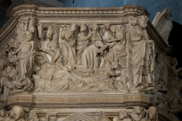 Anbetung der Heiligen Drei Könige, an der Kanzel in der Kirche Sant