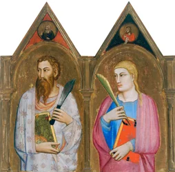 Heiliger Bartholomäus und Heiliger Johannes der Evangelist (rechte Tafeln des Triptychons)