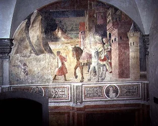 Der heilige Benedikt verlässt das Haus (Detail)
