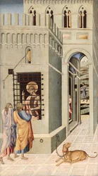 Johannes der Täufer im Gefängnis von zwei Jüngern besucht, 1455-60