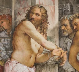 Zentrales Kirchenschiff, Fünfter südlicher Bogen, Geißelung Christi, Girolamo Romanino