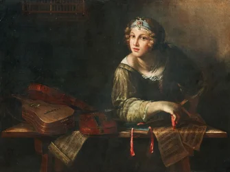 Allegorische Darstellung mit Musikinstrumenten und Noten, zweite Hälfte des 17. Jahrhunderts