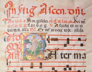 Illuminierte Seite eines mittelalterlichen Psalters, von Girolamo von Cremona.