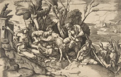 Jupiter wird von der Ziege Amalthea gesäugt, 1531-76