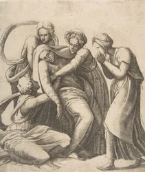 Die Jungfrau in Ohnmacht und in den Armen der heiligen Frauen gestützt, 1531-76