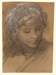 Kopf einer weiblichen Figur (Vorderseite); weiblicher Akt (Rückseite)