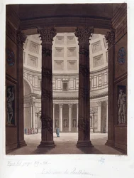 Innenraum des Pantheon in Rom - Innenraum des Pantheon in Rom in der römischen Antike - in Le costume ancien et moderne von Dr. Jules Ferrario, ed. Mailand