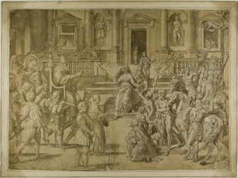 Papst Silvester segnet Kaiser Konstantin