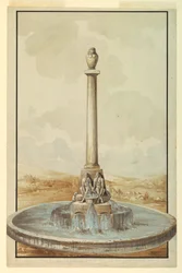 Entwurf für einen Brunnen mit Kanopenkrug