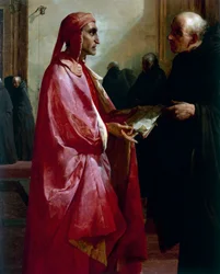 Treffen zwischen Dante (1265-1321) und Fra Ilario