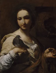 Mädchen mit einer Taube, 1721-27
