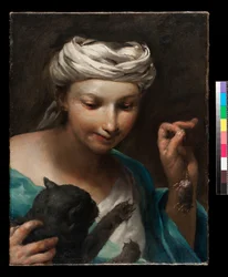 Mädchen mit einer Katze, vor 1747