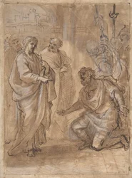 Christus und der Zenturio (recto), Figur winkt abfahrendem Schiff (verso), n.d.