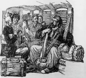 Tartarin in einer Kutsche für Tartarin auf den Alpen von Alphonse Daudet, Mailand