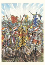 Angriff der französischen Ritter in der Schlacht von Azincourt (25. Oktober 1415)