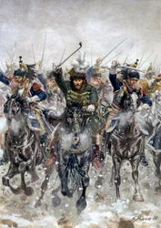 Preußen- und Polenfeldzug: Joachim Murat an der Spitze der Kavallerie in der Schlacht bei Eylau am 8. Februar