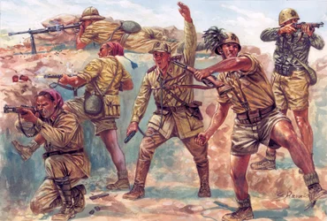 Zweiter Weltkrieg: Italienische Bersaglieri in Libyen während der italienischen Besatzung zwischen 1934 und 1943